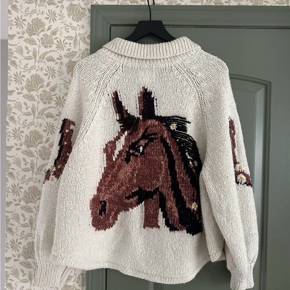 Pilcro Sweaters - Anthropologie Pilcro Western Horse Sweater Button Cardigan Cream Women’s Small